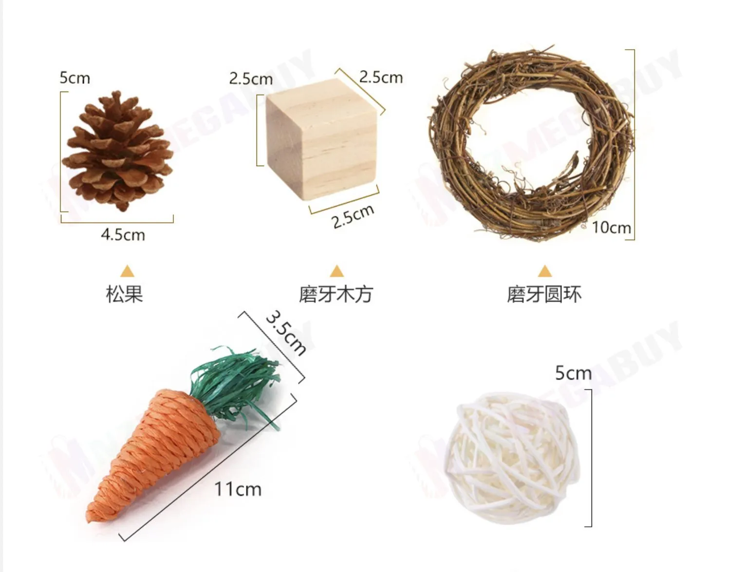 11pcs Hamster Toys Set  Guinea Pig*Grey