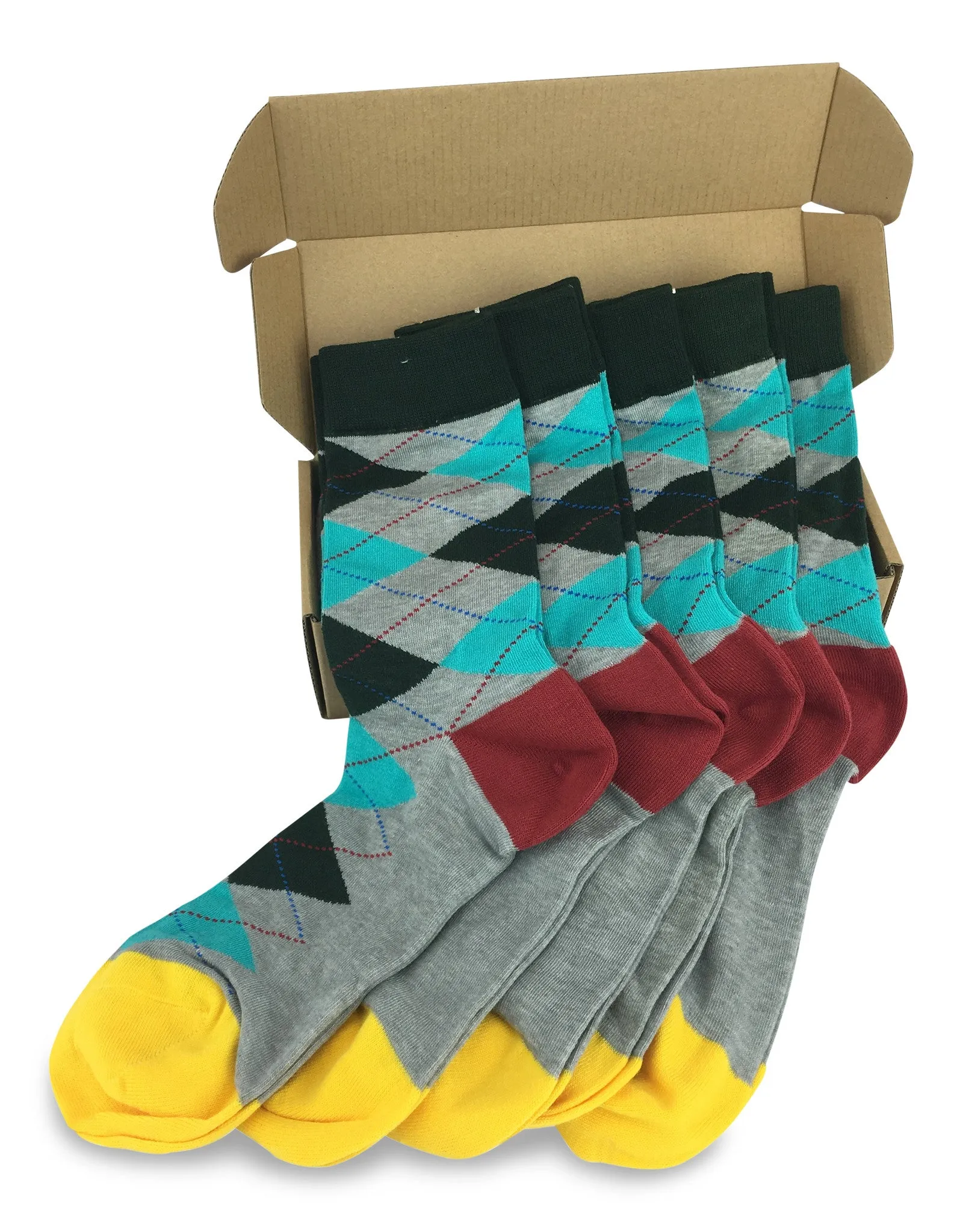 5 Pair Men Matching Fashion Dress Socks Gift Box-Groomsmen Weddings Party Socks