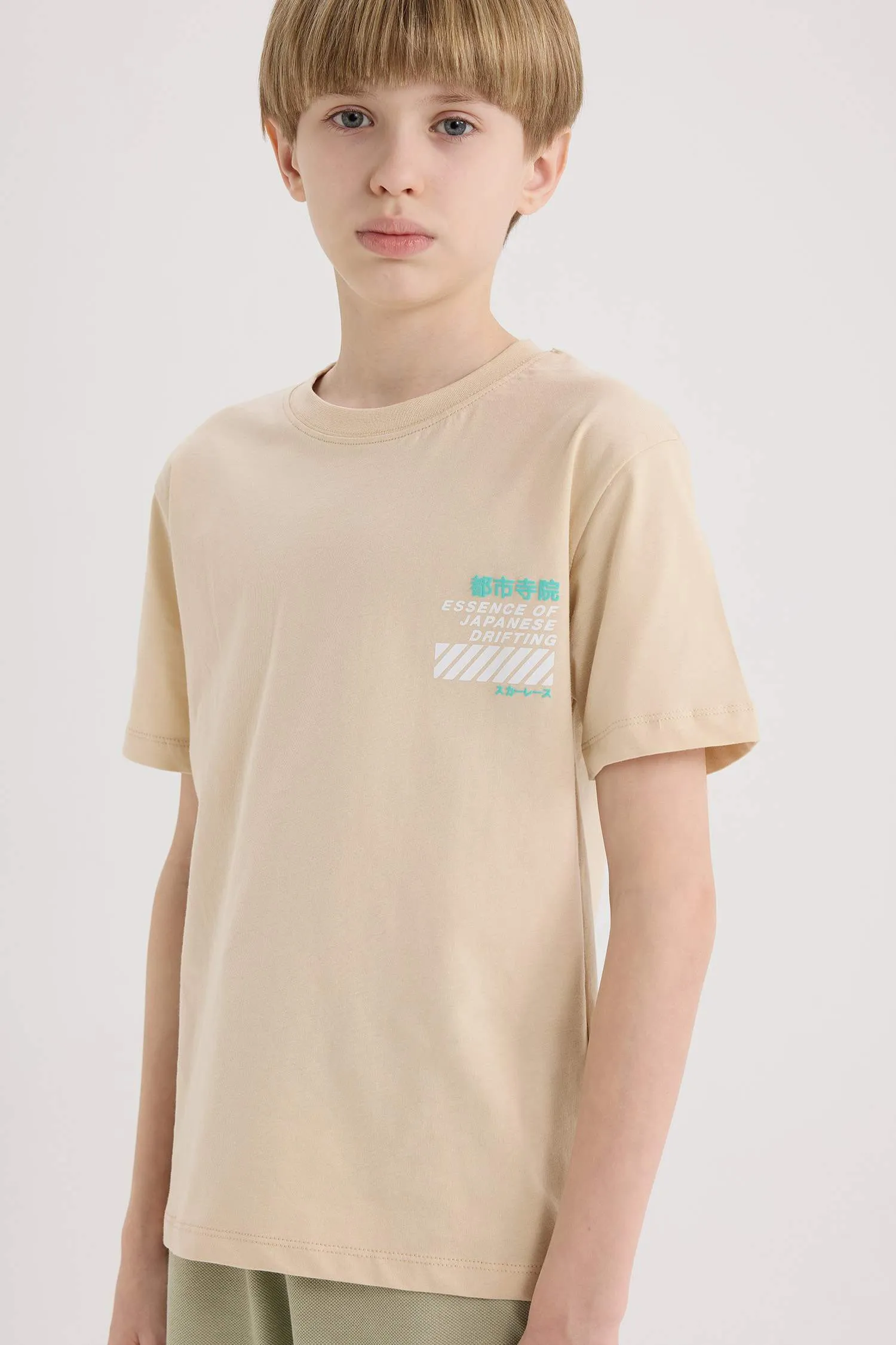 Boy Crew Neck Back Printed Short Sleeve T-Shirt