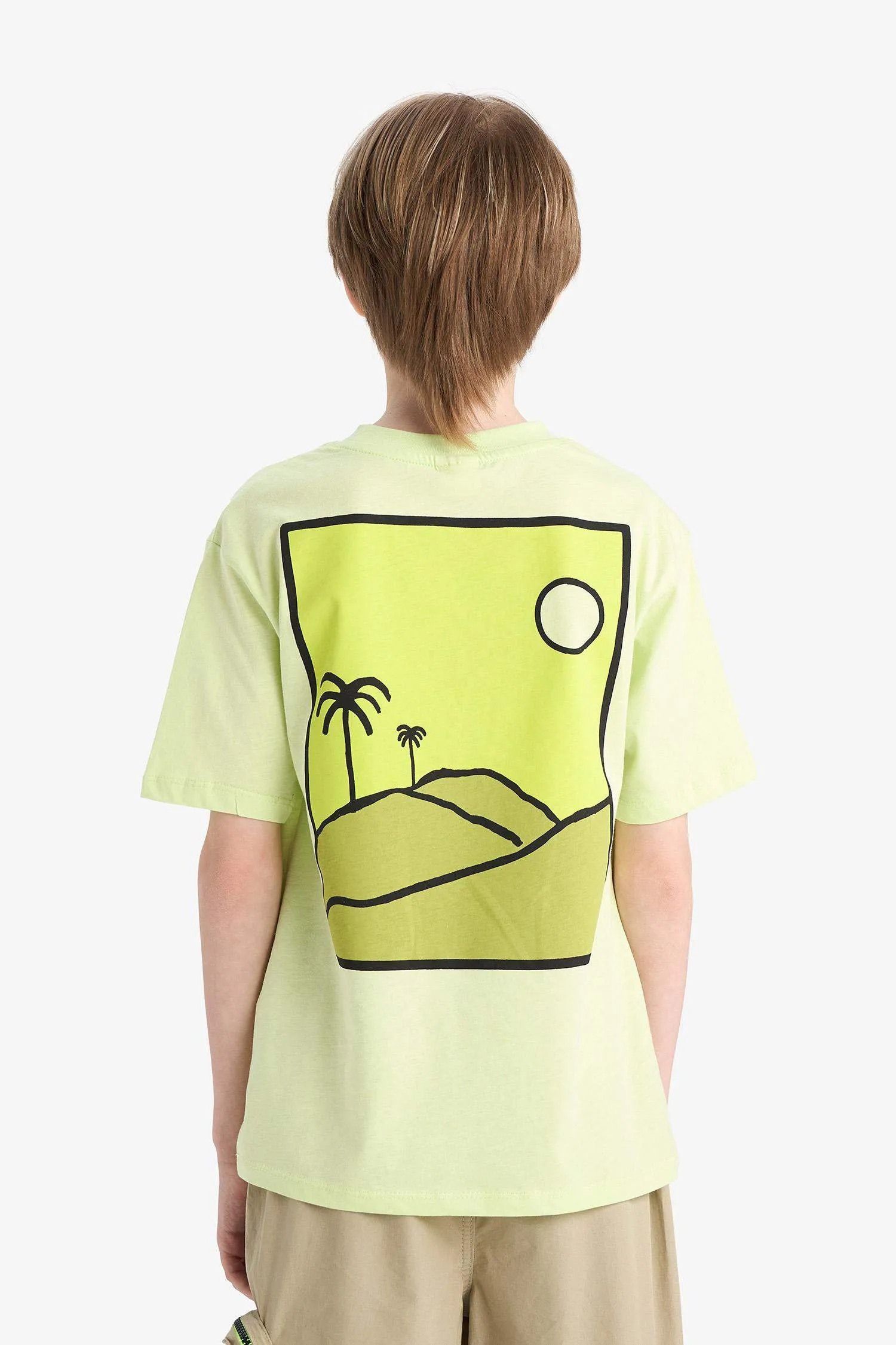 Boy Crew Neck Back Printed Short Sleeve T-Shirt