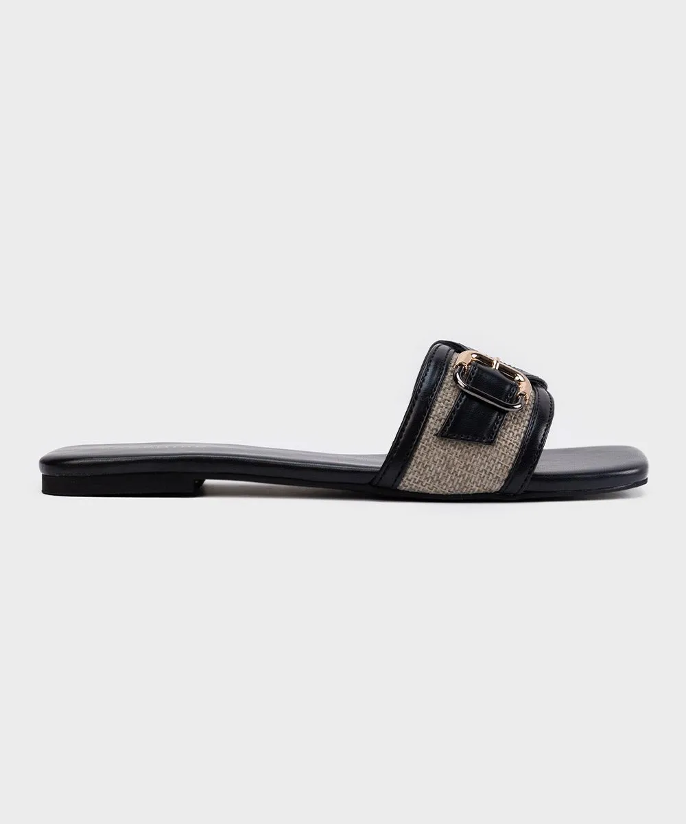 Canvas Flats with Buckle Detail