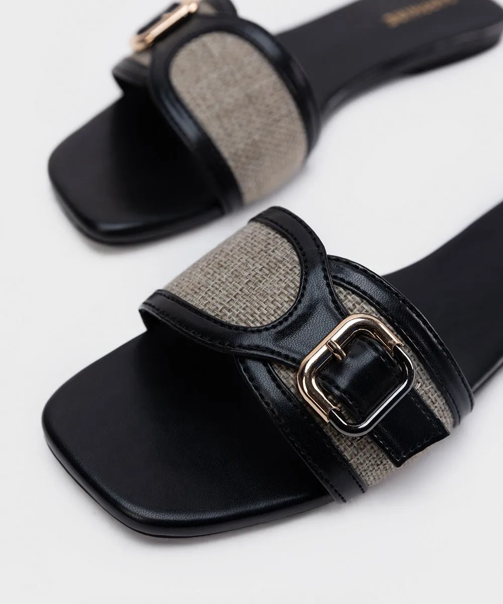 Canvas Flats with Buckle Detail