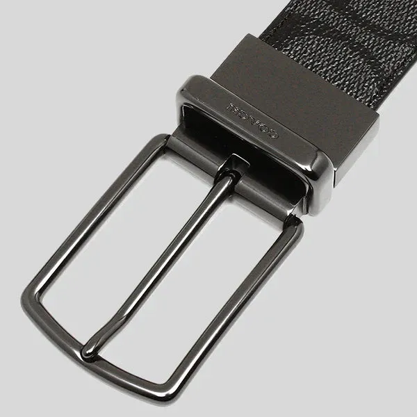 COACH Men's Modern Harness Cut-To-Size Reversible Signature Coated Canvas Belt Black RS-F64825