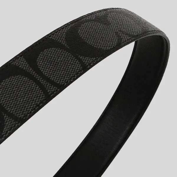 COACH Men's Modern Harness Cut-To-Size Reversible Signature Coated Canvas Belt Black RS-F64825