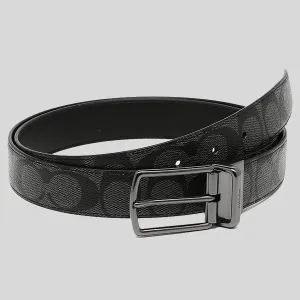 COACH Men's Modern Harness Cut-To-Size Reversible Signature Coated Canvas Belt Black RS-F64825