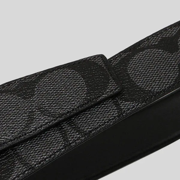 COACH Men's Modern Harness Cut-To-Size Reversible Signature Coated Canvas Belt Black RS-F64825