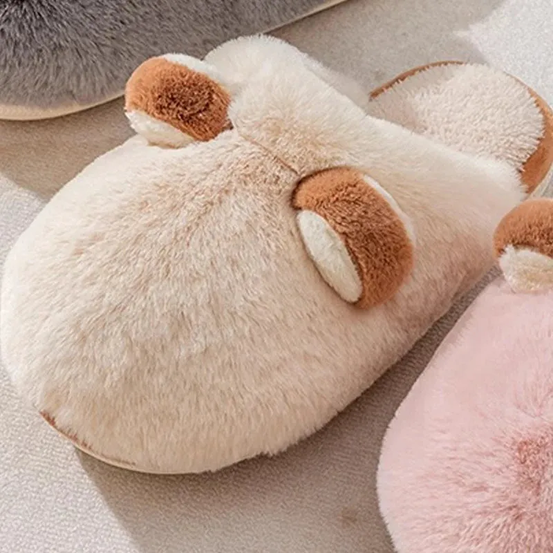 Cotton slippers for women autumn and winter indoor home anti slip and plush insulation men's cotton slippers for external wear