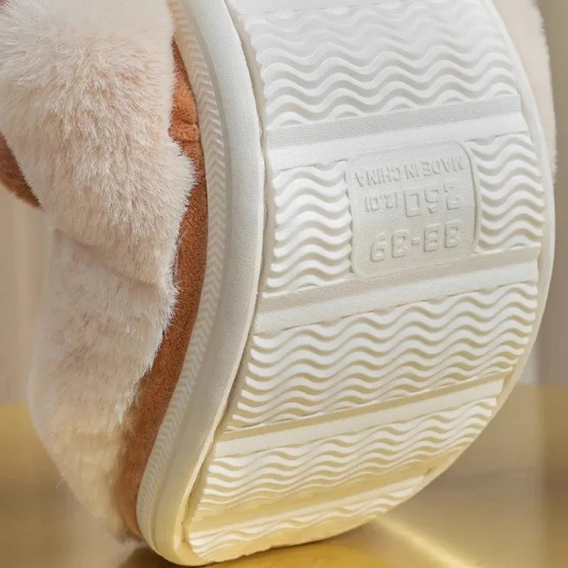 Cotton slippers for women autumn and winter indoor home anti slip and plush insulation men's cotton slippers for external wear