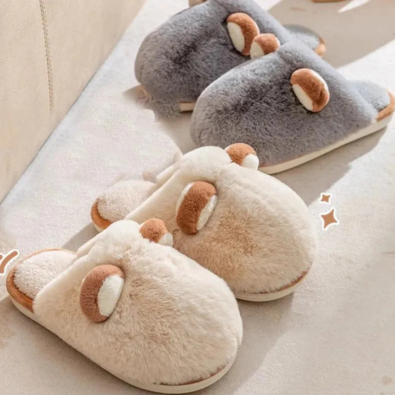 Cotton slippers for women autumn and winter indoor home anti slip and plush insulation men's cotton slippers for external wear