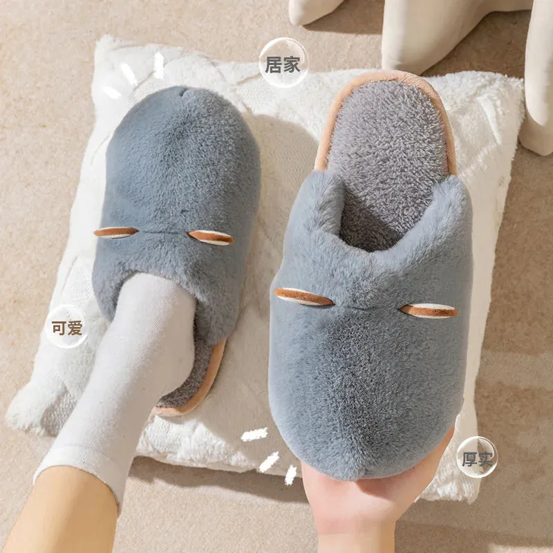 Cotton slippers for women autumn and winter indoor home anti slip and plush insulation men's cotton slippers for external wear