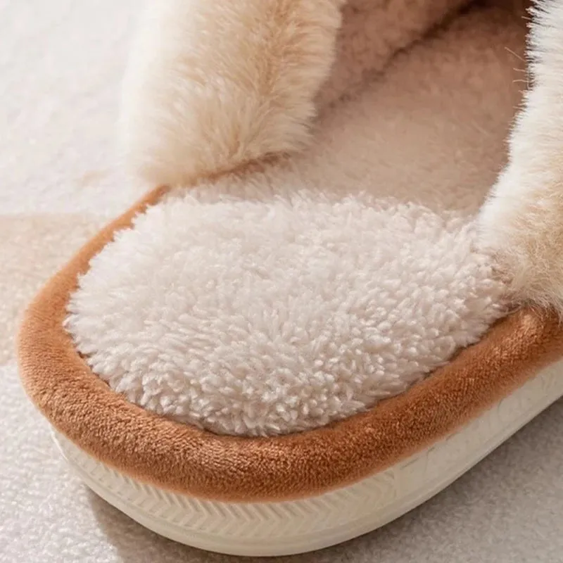 Cotton slippers for women autumn and winter indoor home anti slip and plush insulation men's cotton slippers for external wear