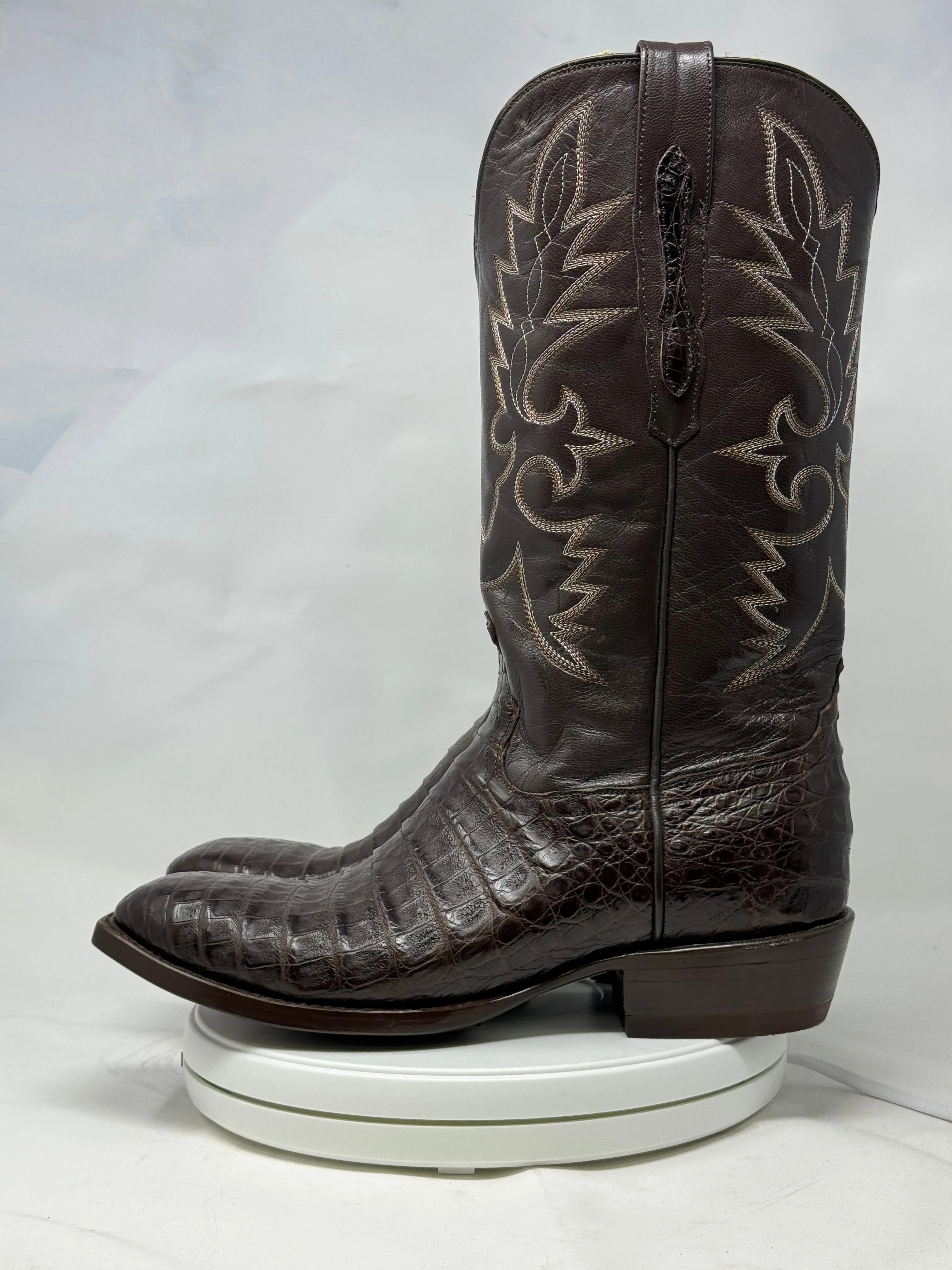 DJ2002 | Don Juan Boots Men's Caiman Belly Chocolate French Toe