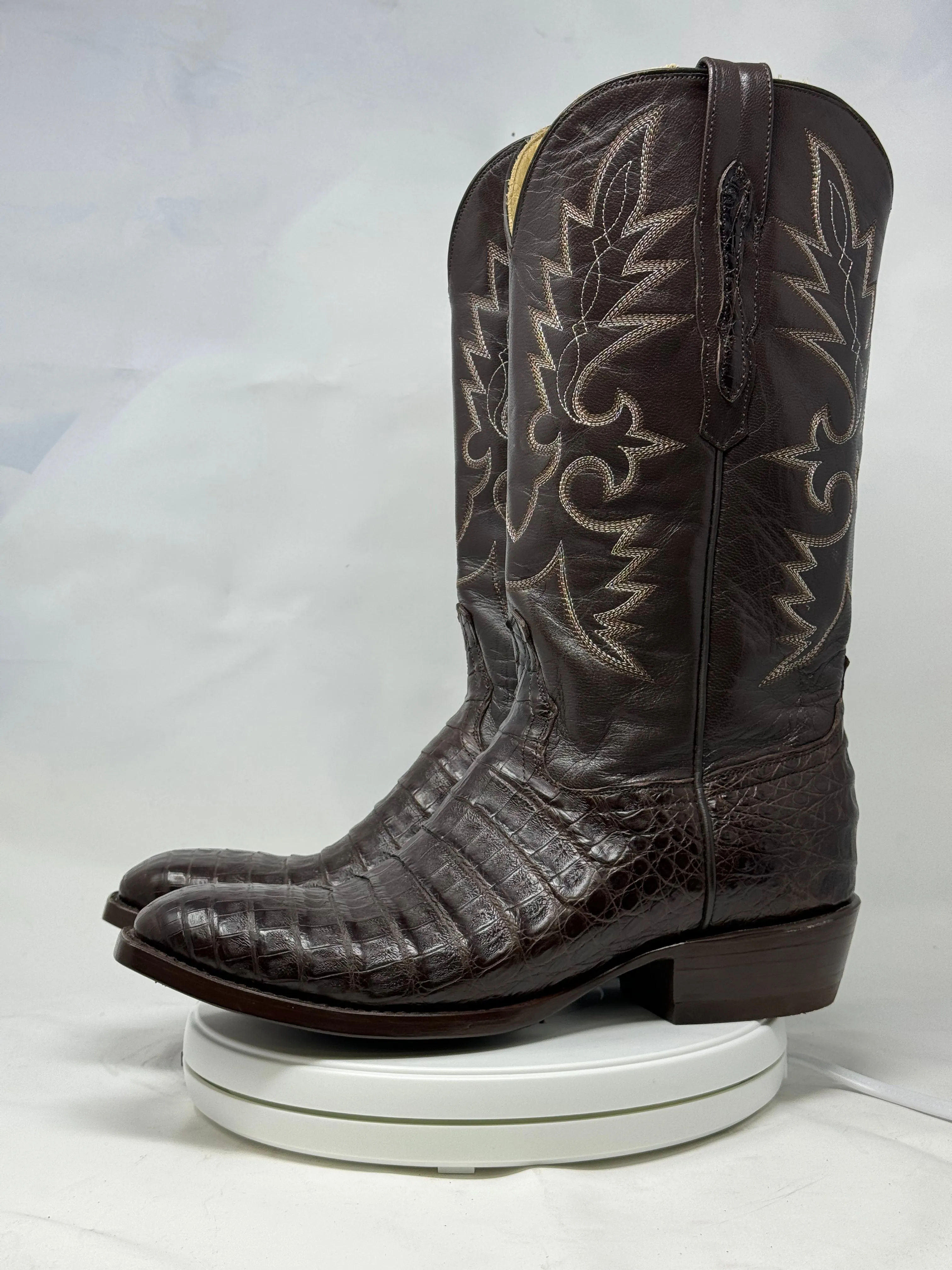 DJ2002 | Don Juan Boots Men's Caiman Belly Chocolate French Toe
