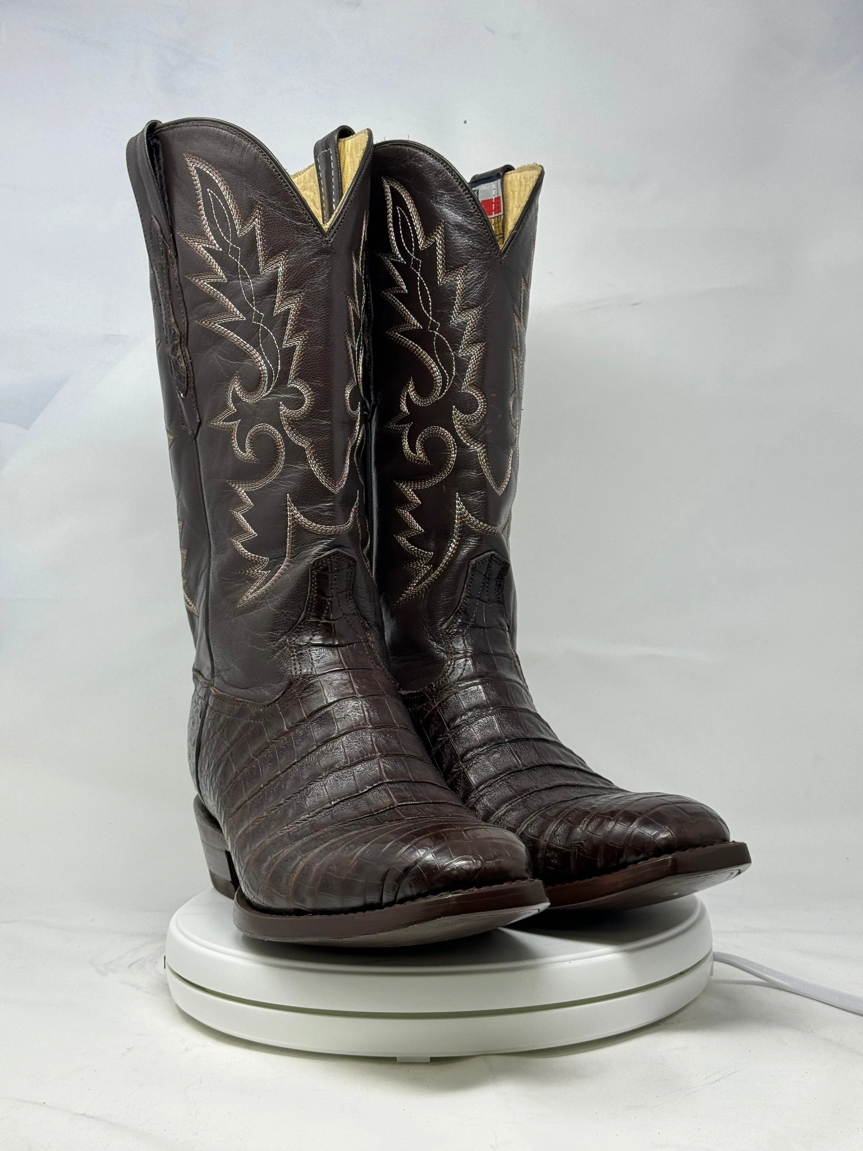DJ2002 | Don Juan Boots Men's Caiman Belly Chocolate French Toe