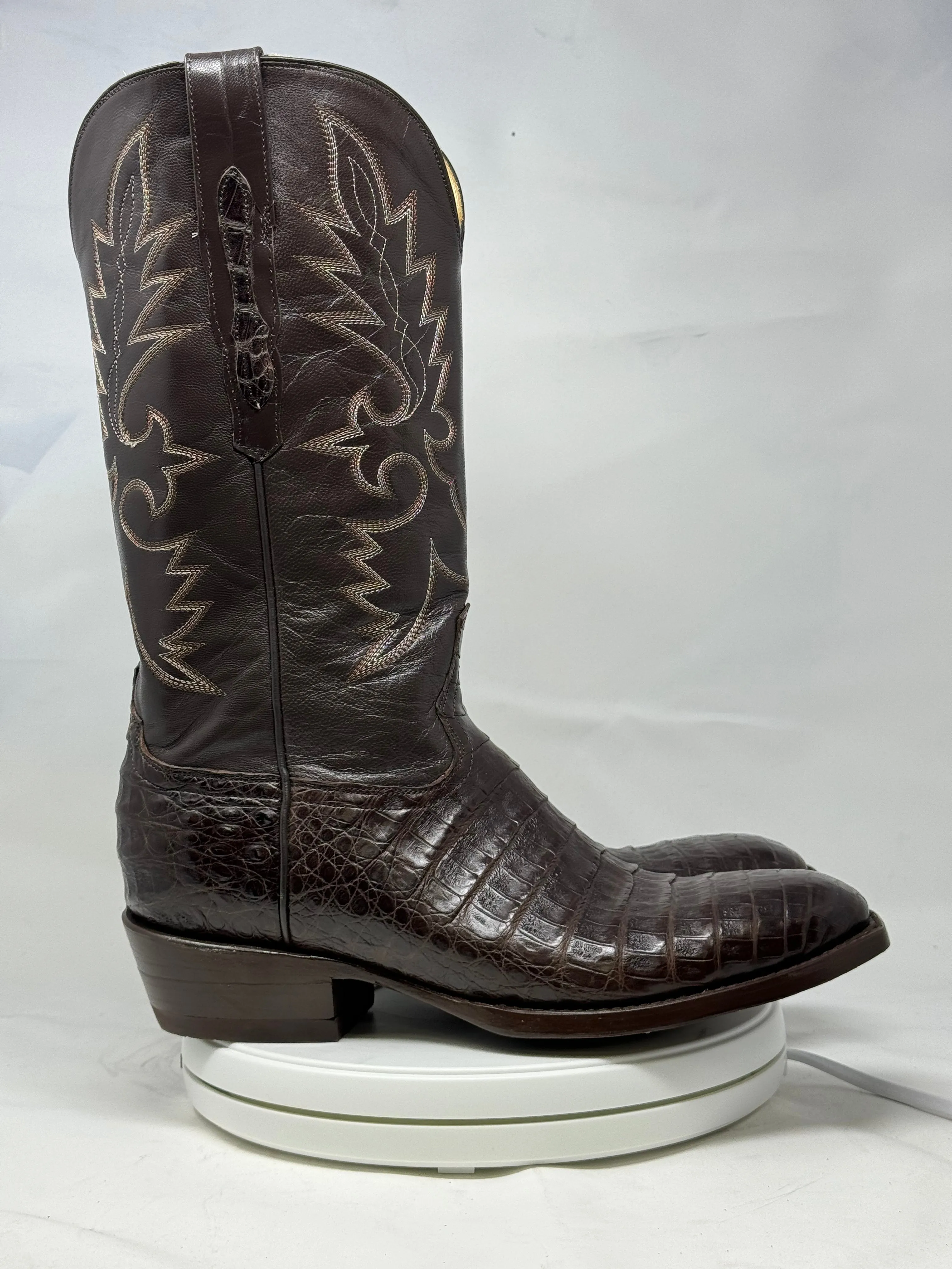 DJ2002 | Don Juan Boots Men's Caiman Belly Chocolate French Toe