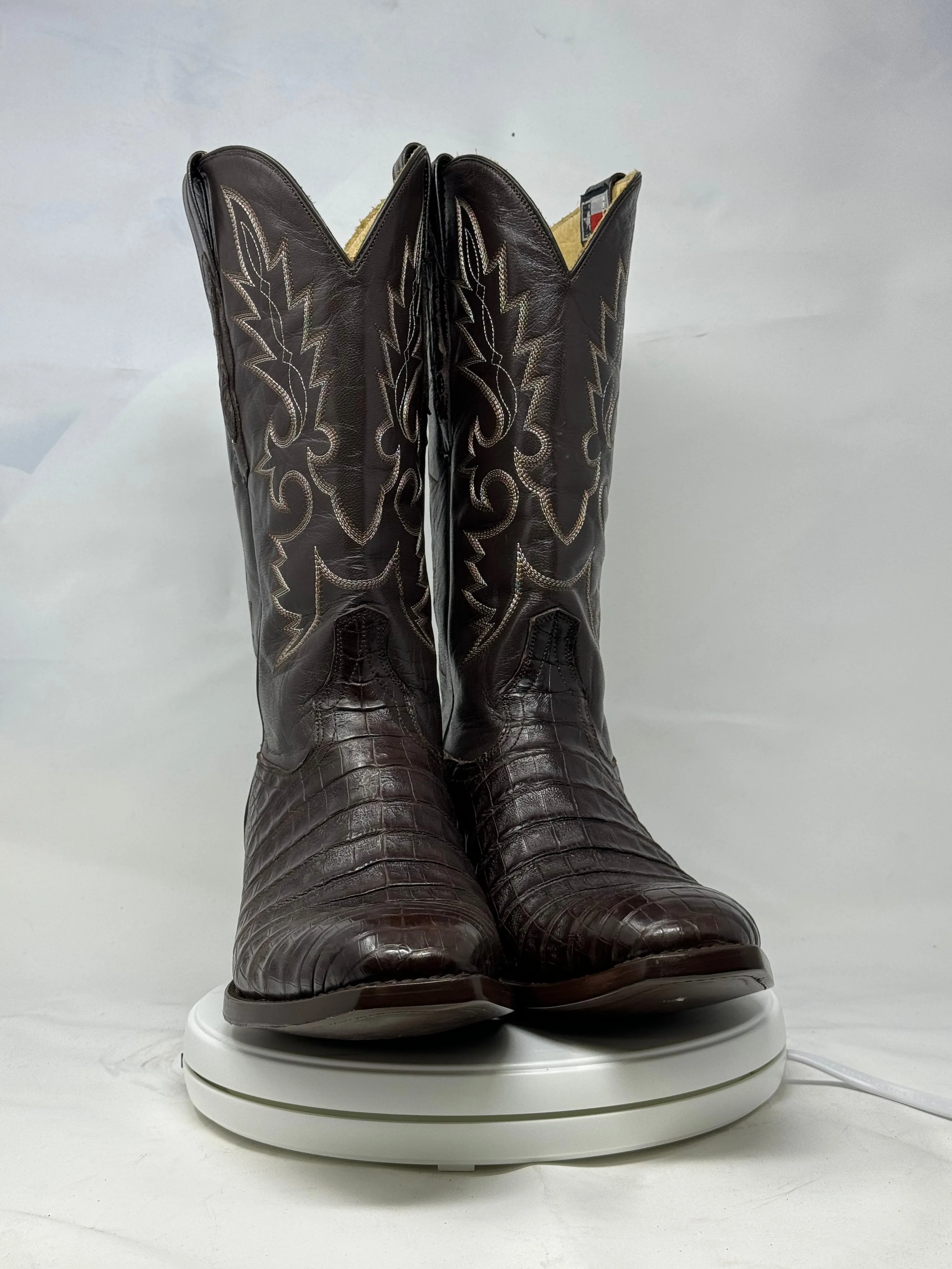 DJ2002 | Don Juan Boots Men's Caiman Belly Chocolate French Toe