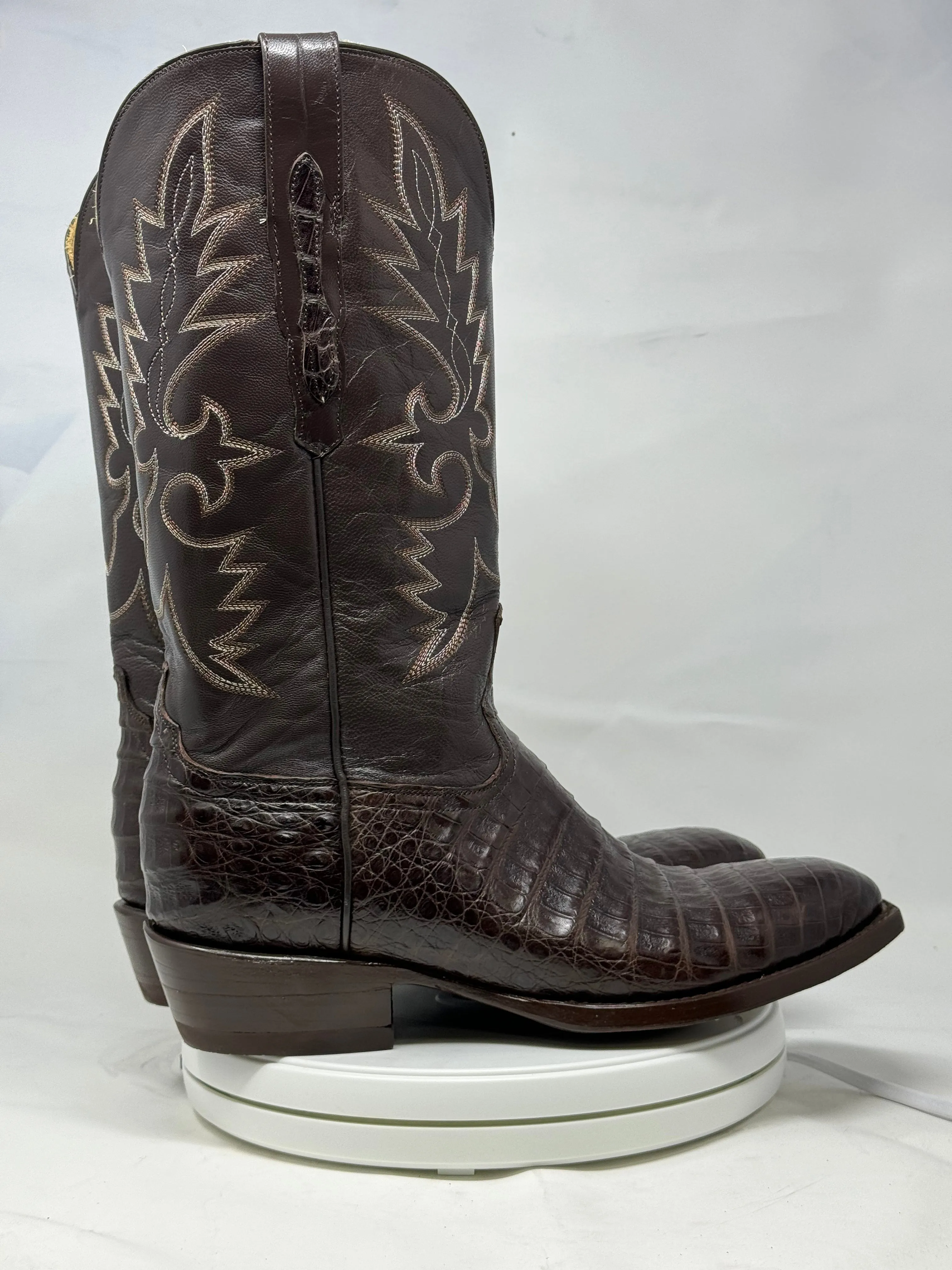 DJ2002 | Don Juan Boots Men's Caiman Belly Chocolate French Toe
