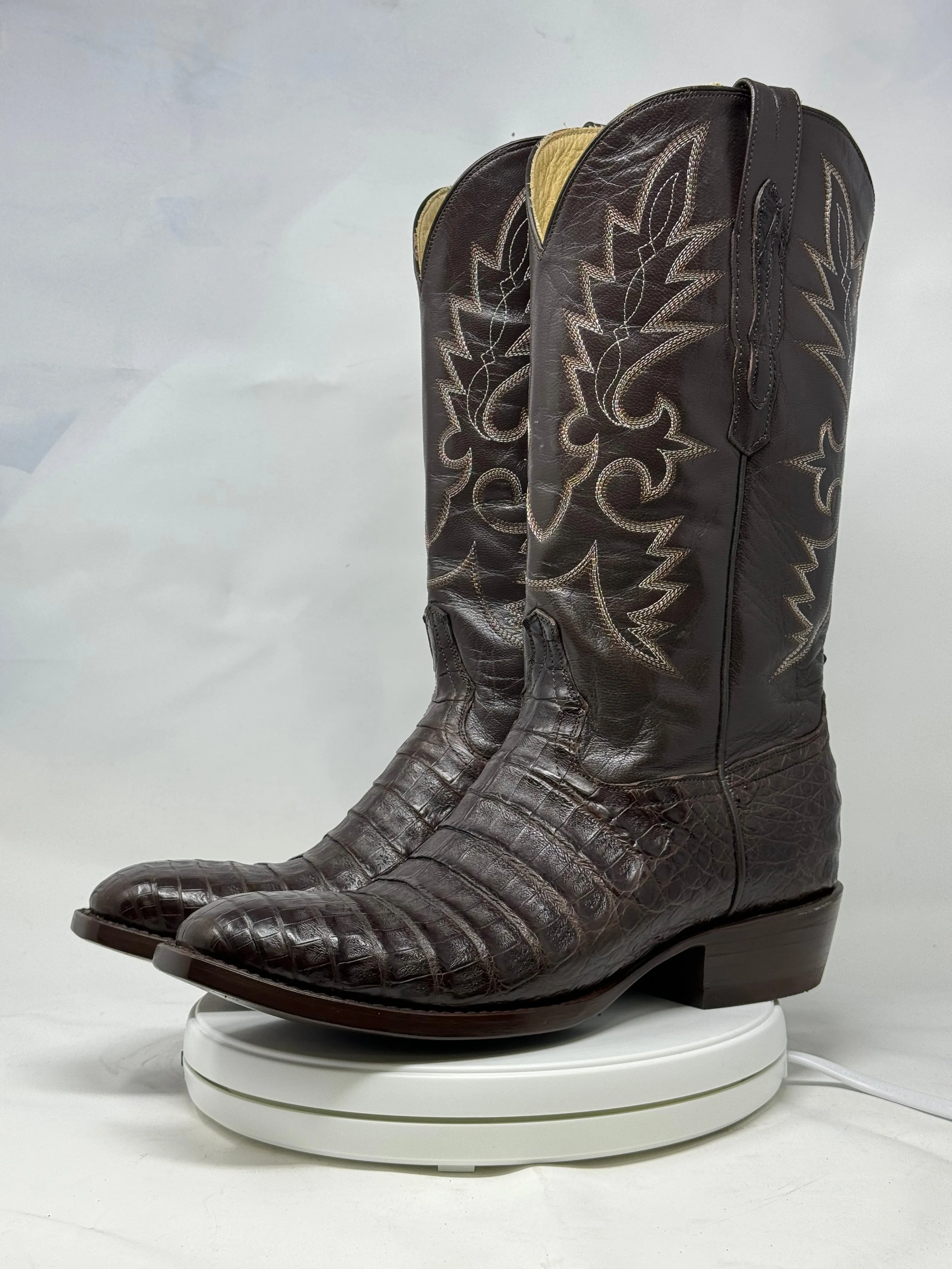DJ2002 | Don Juan Boots Men's Caiman Belly Chocolate French Toe