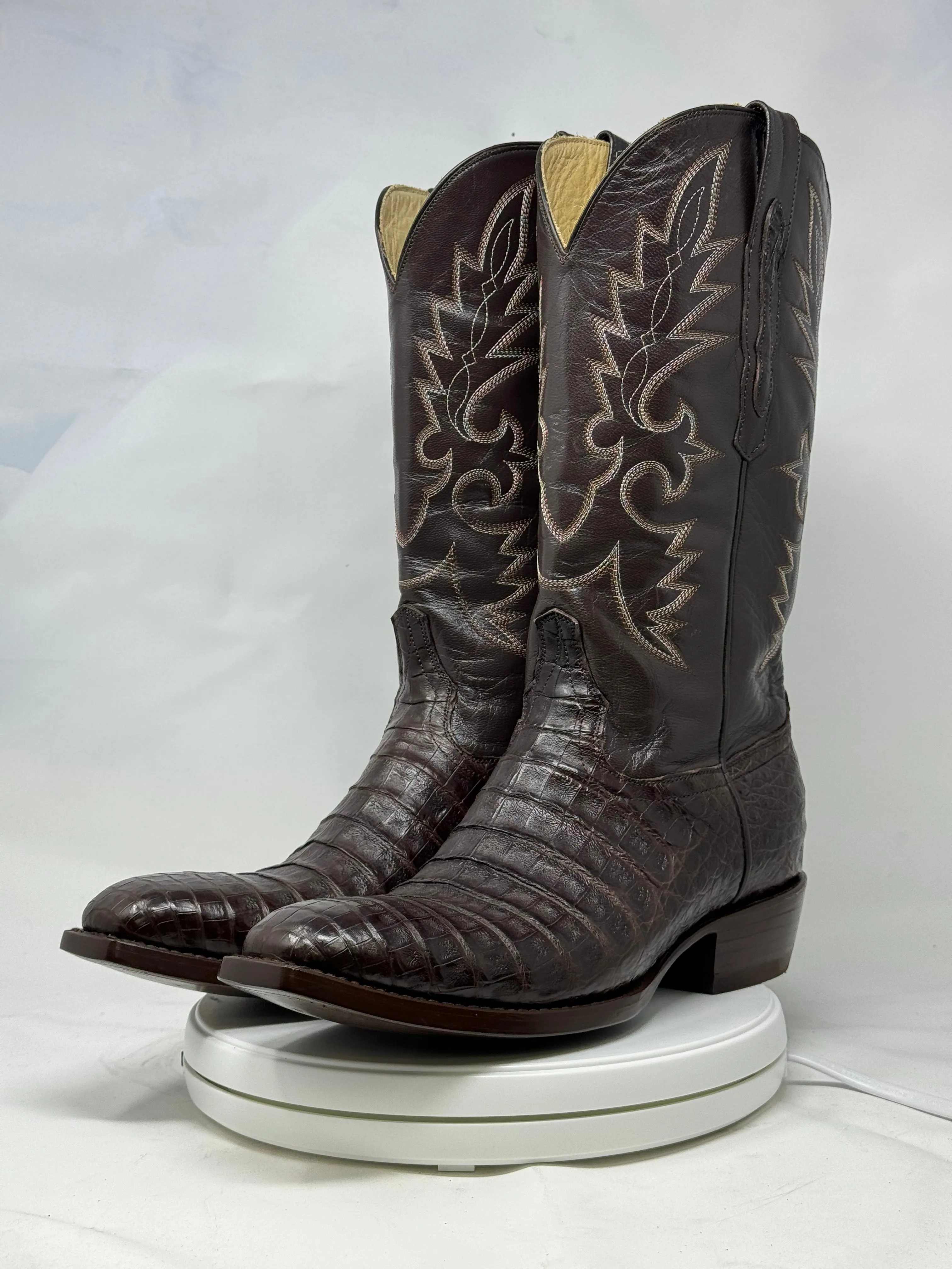 DJ2002 | Don Juan Boots Men's Caiman Belly Chocolate French Toe