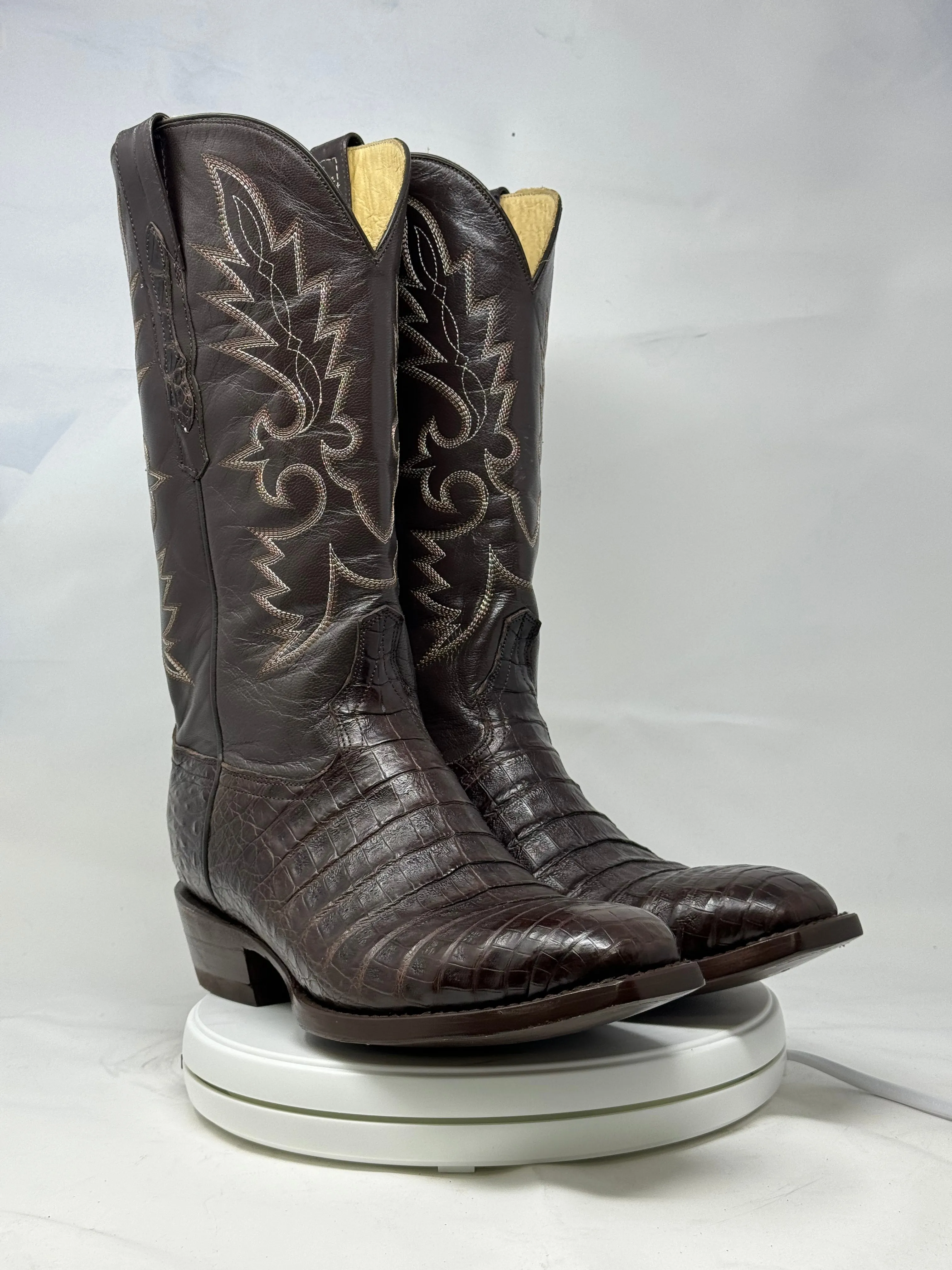 DJ2002 | Don Juan Boots Men's Caiman Belly Chocolate French Toe