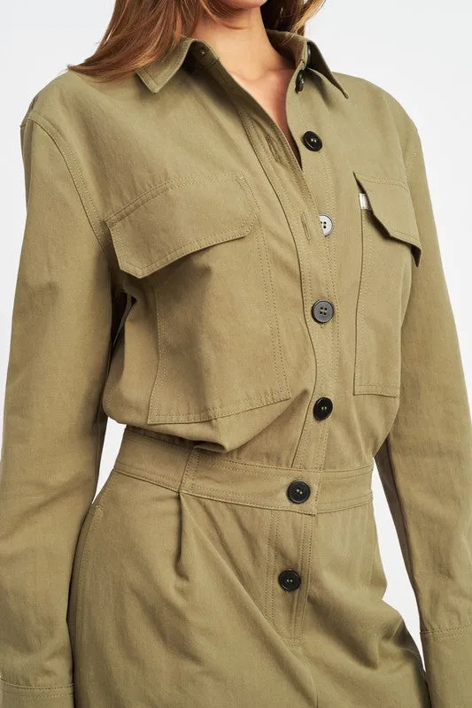Emory Park BUTTON DOWN CARGO JUMPSUIT