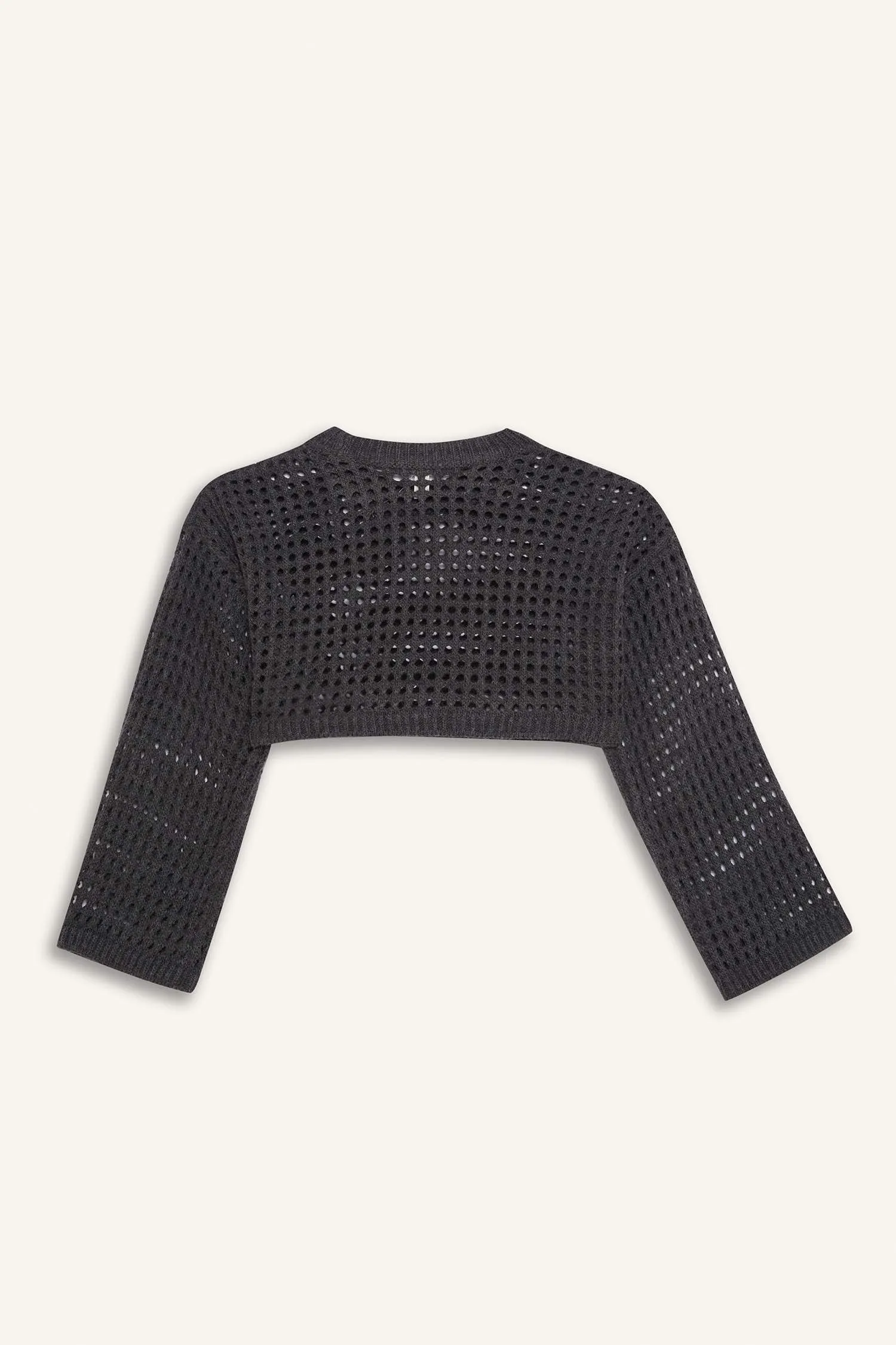 Girl Crew Neck Openwork Crop Pullover