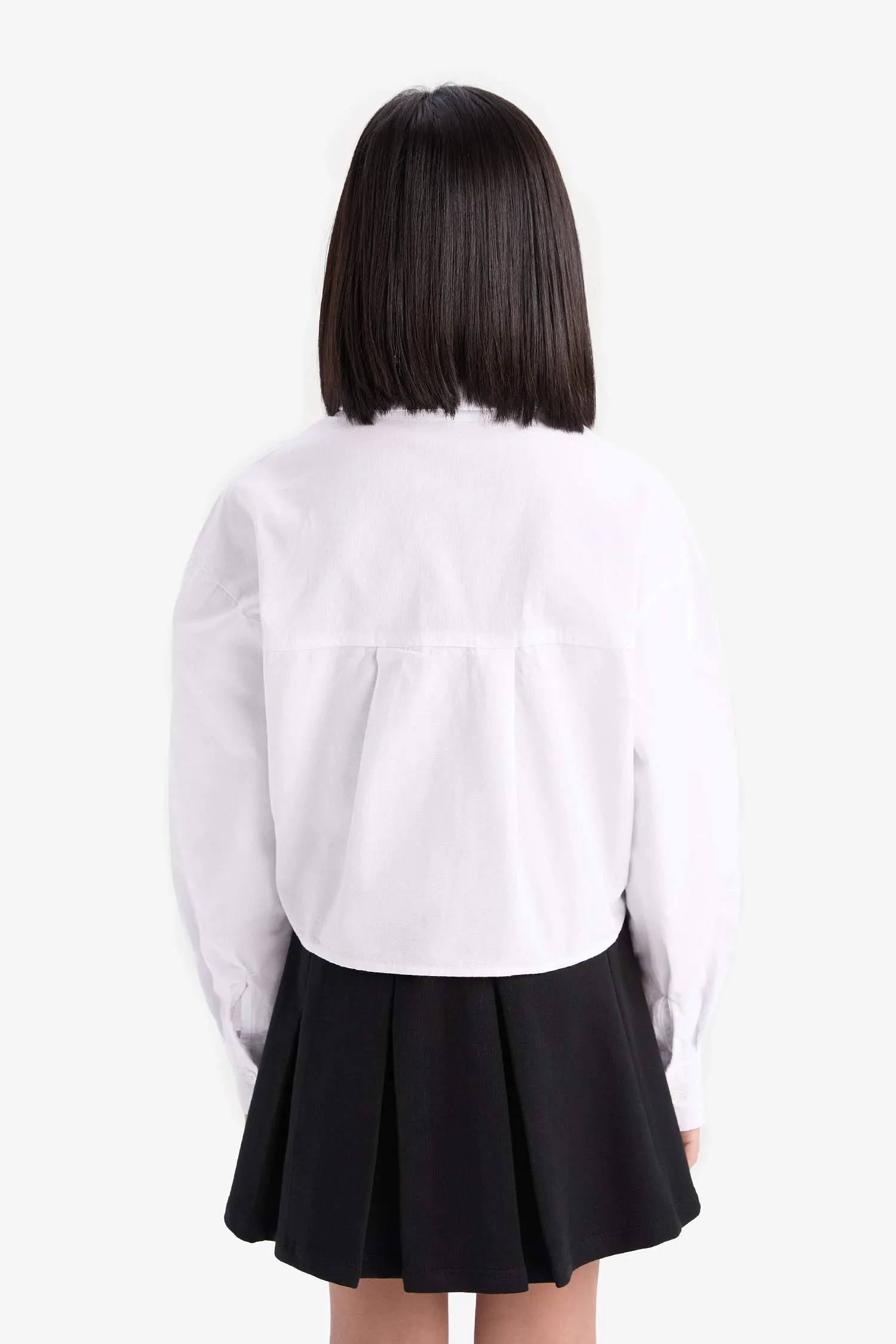 Girl Crop Oxford Long Sleeve Shirt