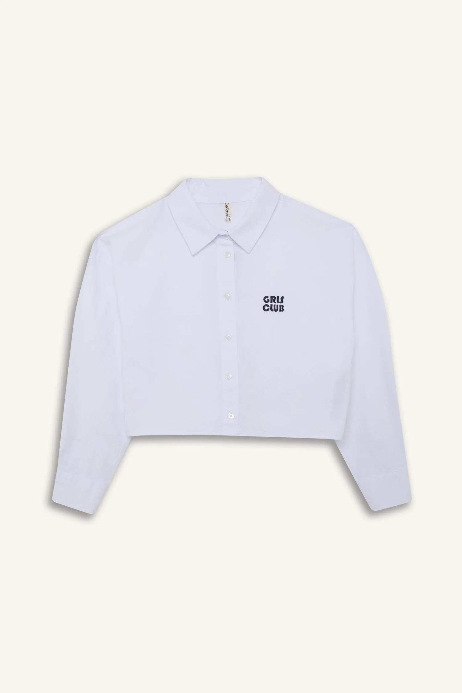 Girl Crop Oxford Long Sleeve Shirt