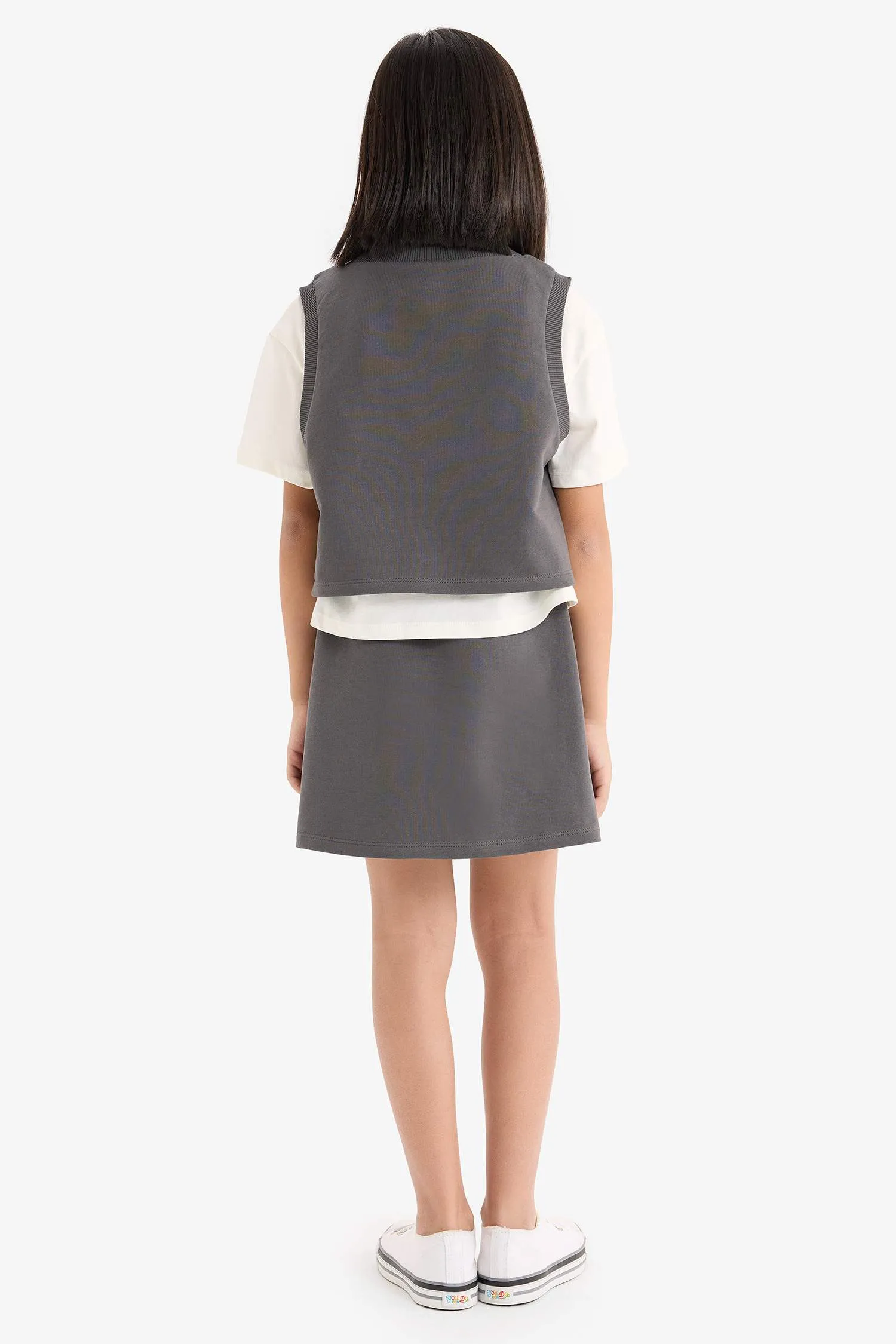 Girl T-Shirt Printed Sleeveless Top Skirt 3 Piece Set