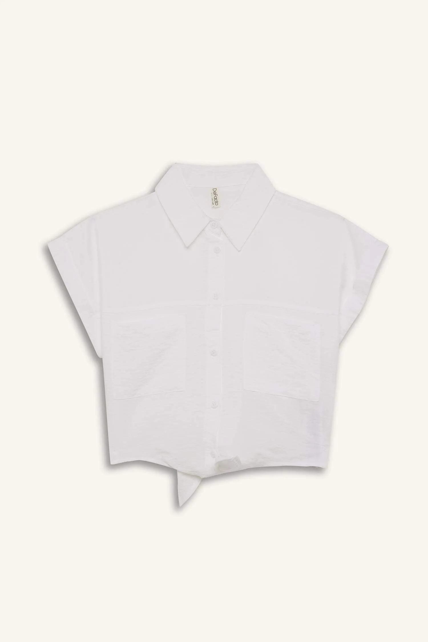 Girl Tie Detailed Short Sleeve Crop Shirt