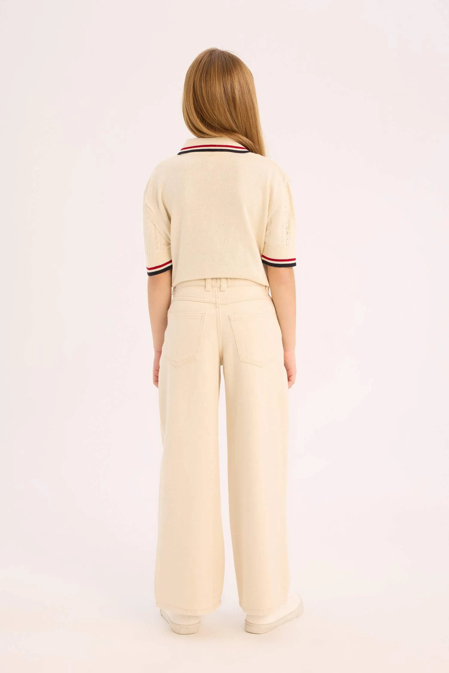 Girl Wide Leg Cotton Cargo Jeans