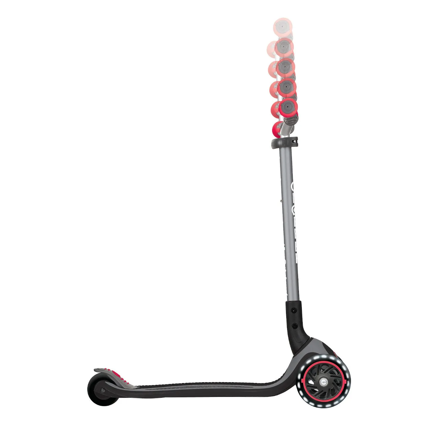 Globber Master Lights 3-Wheels Kids Scooter – Black/Red