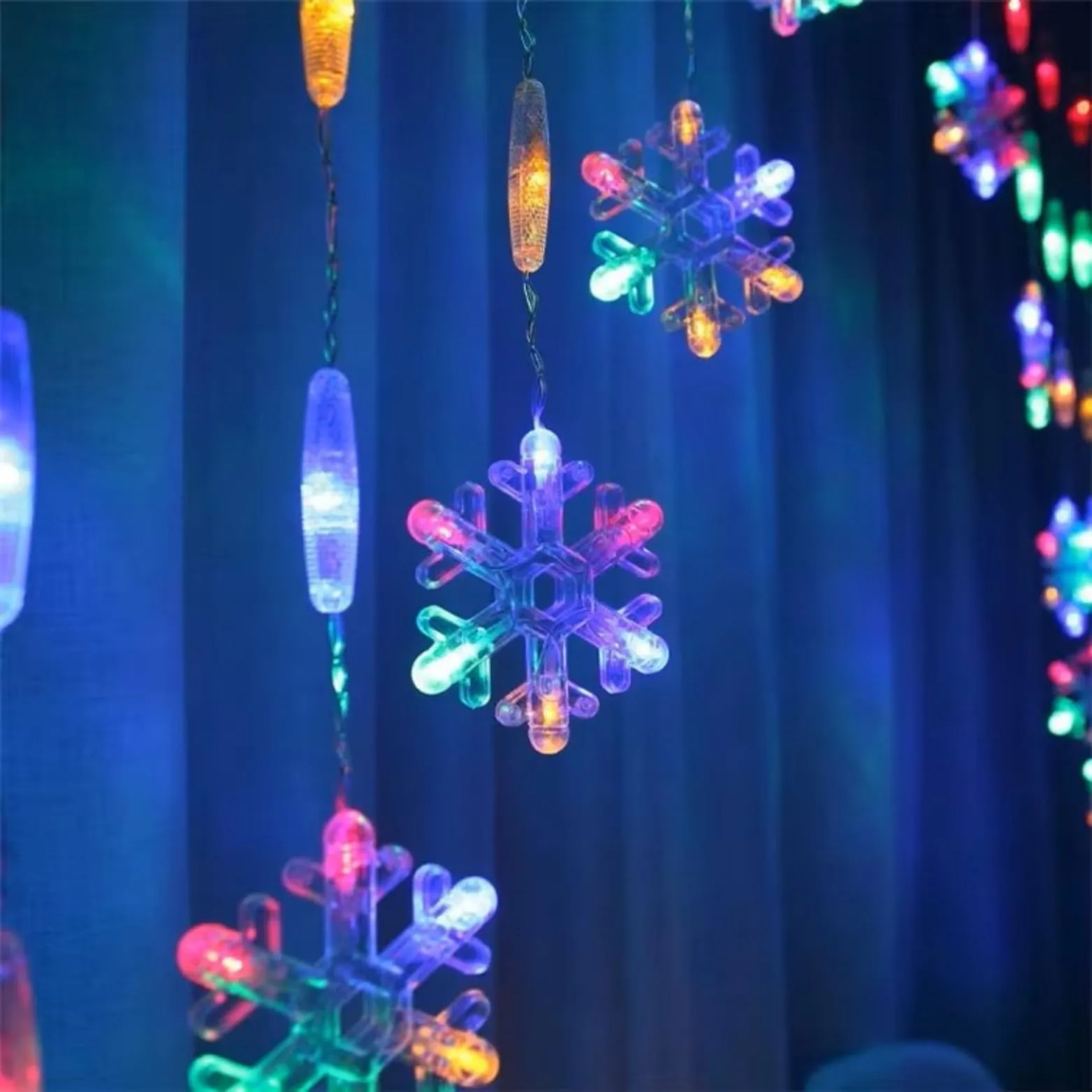 HUMAIZAR Christmas Led Lights Curtain Snowflex V Shape Drop Curtain 8 Modes Garland Holiday Lighting Balcony Patio Decor Valentine Day Lights (V Shape Multi Color)