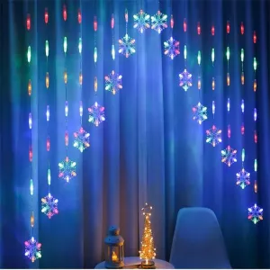 HUMAIZAR Christmas Led Lights Curtain Snowflex V Shape Drop Curtain 8 Modes Garland Holiday Lighting Balcony Patio Decor Valentine Day Lights (V Shape Multi Color)