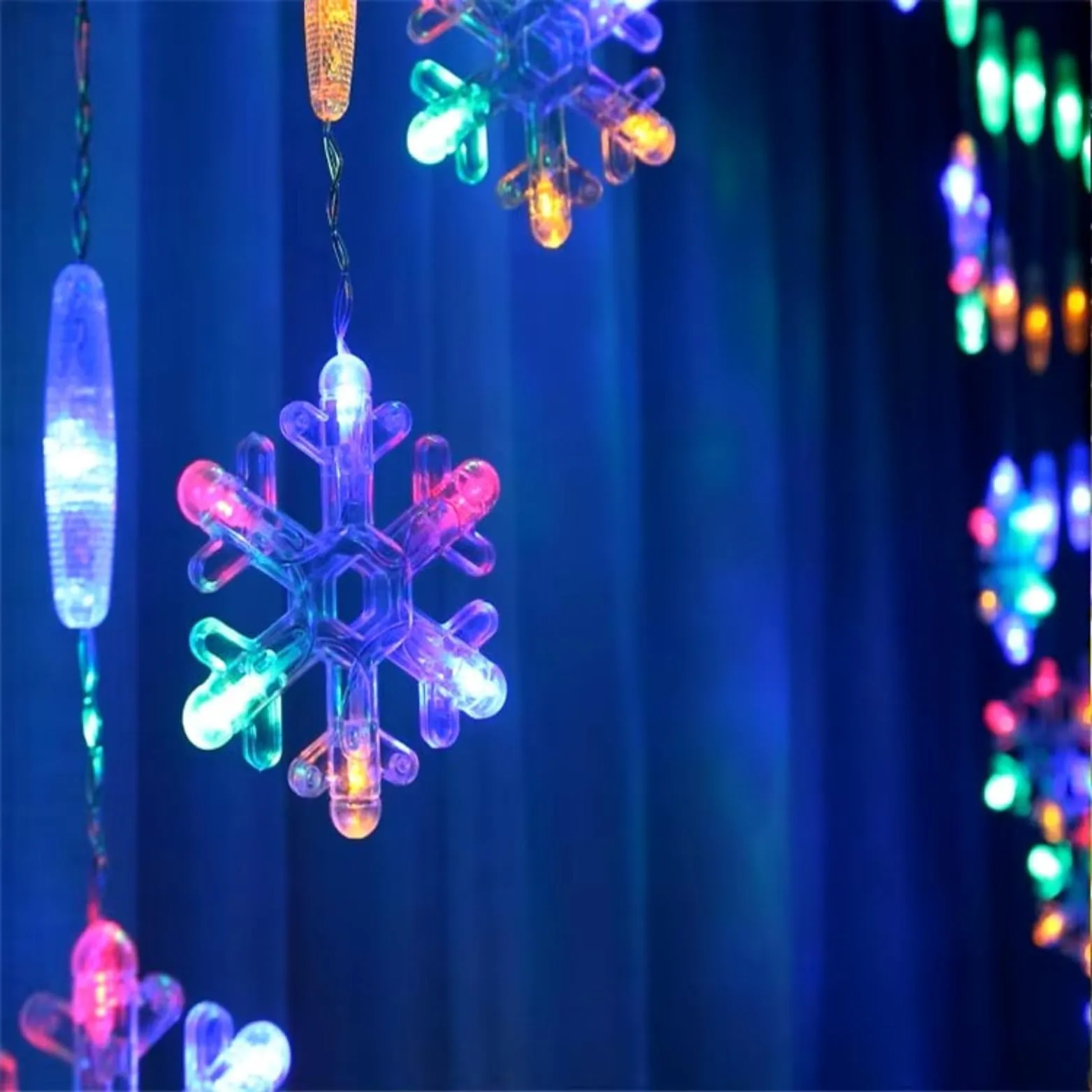 HUMAIZAR Christmas Led Lights Curtain Snowflex V Shape Drop Curtain 8 Modes Garland Holiday Lighting Balcony Patio Decor Valentine Day Lights (V Shape Multi Color)