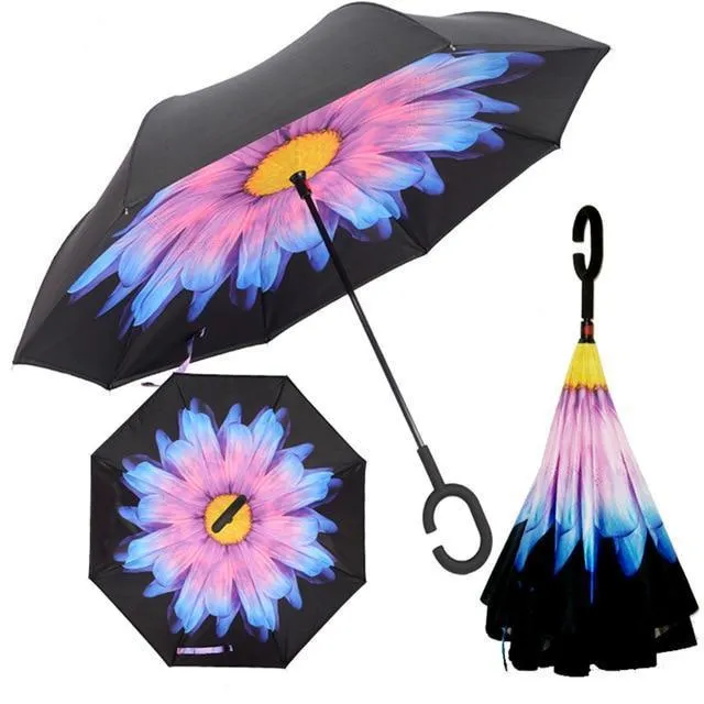 Inverted Windproof Rain Reverse Double Layer Umbrella