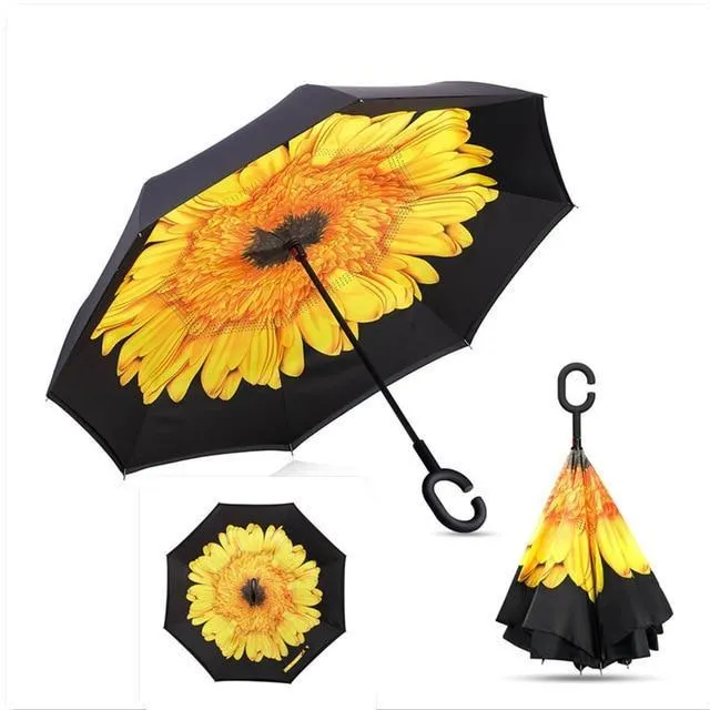 Inverted Windproof Rain Reverse Double Layer Umbrella