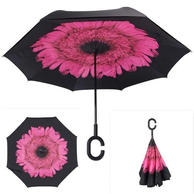 Inverted Windproof Rain Reverse Double Layer Umbrella
