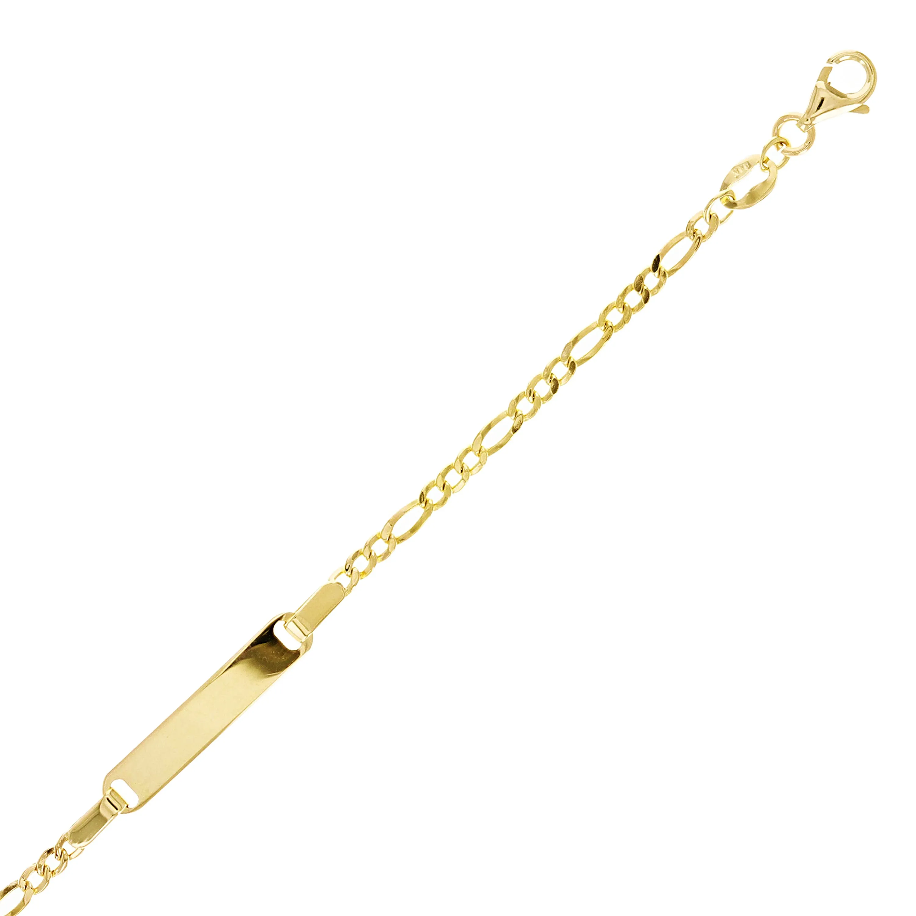 Italian 14k Yellow Gold Engravable Baby Kid ID Figaro Bracelet 5.5" 1.6 grams