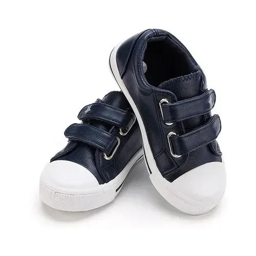Kids Boy Girl Sneakers  PU Shoes Solid Navy - KKOMFORME