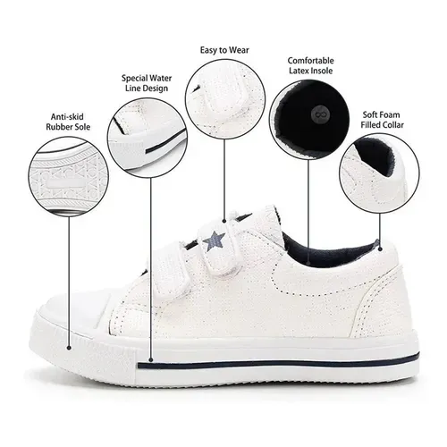 Kids Boy Girl Sneakers  PU Shoes Solid Navy - KKOMFORME