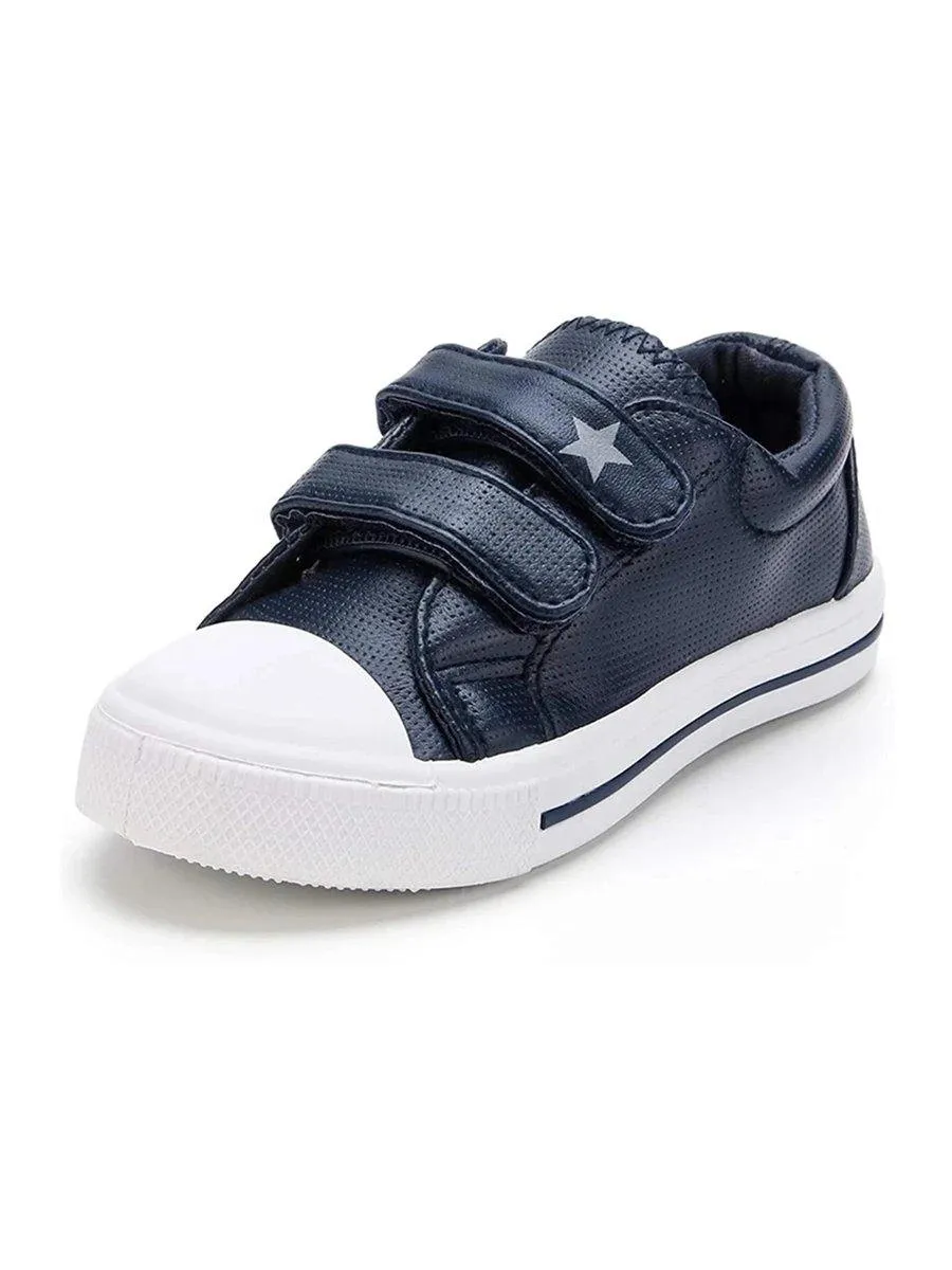 Kids Boy Girl Sneakers  PU Shoes Solid Navy - KKOMFORME