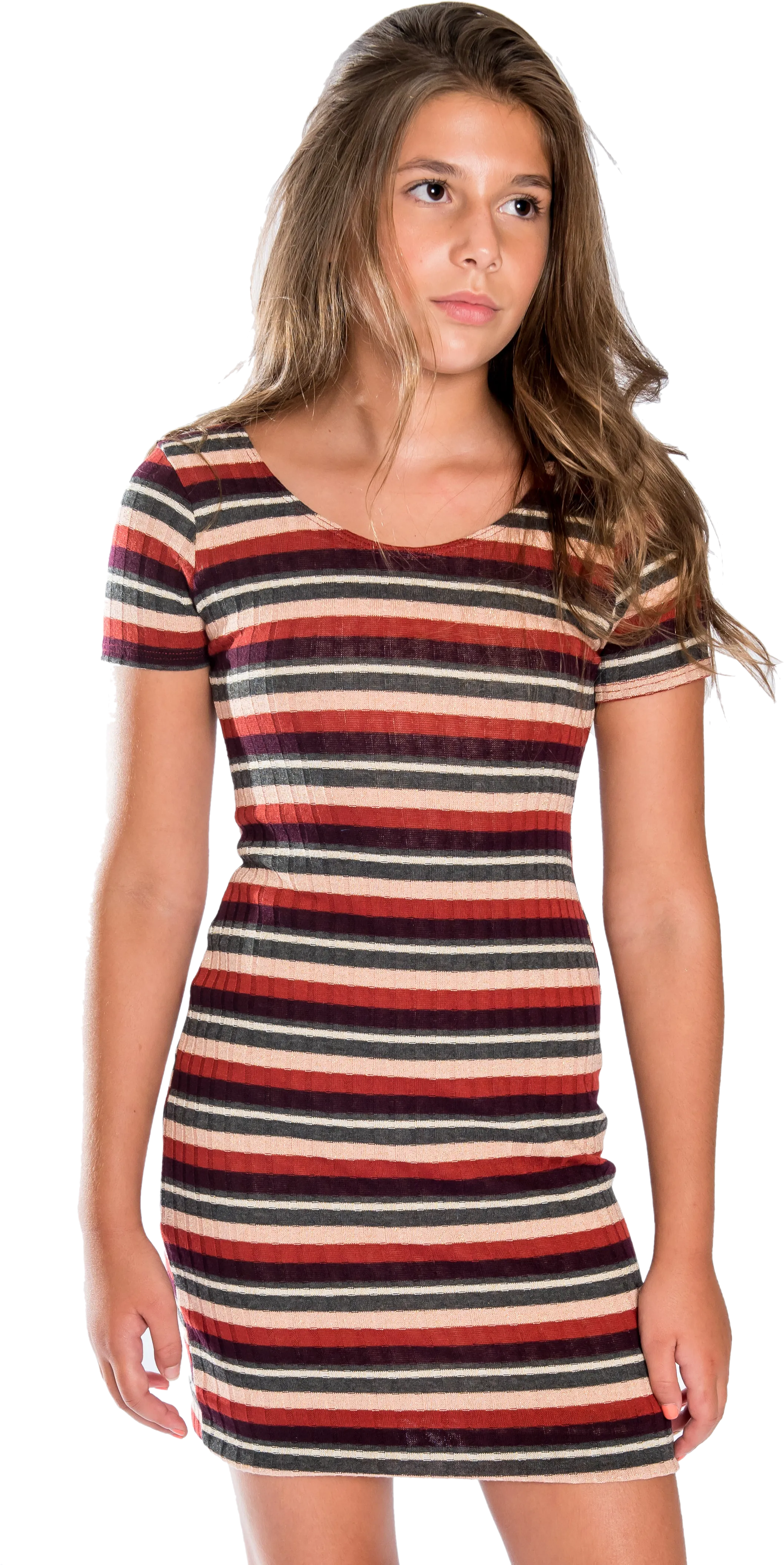 Kids Rib Stripe Short Sleeve Dress