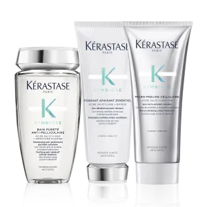 Kérastase Symbiose Purifying Anti Dandruff Shampoo, Exfoliating Treatment & Detangling Conditioner