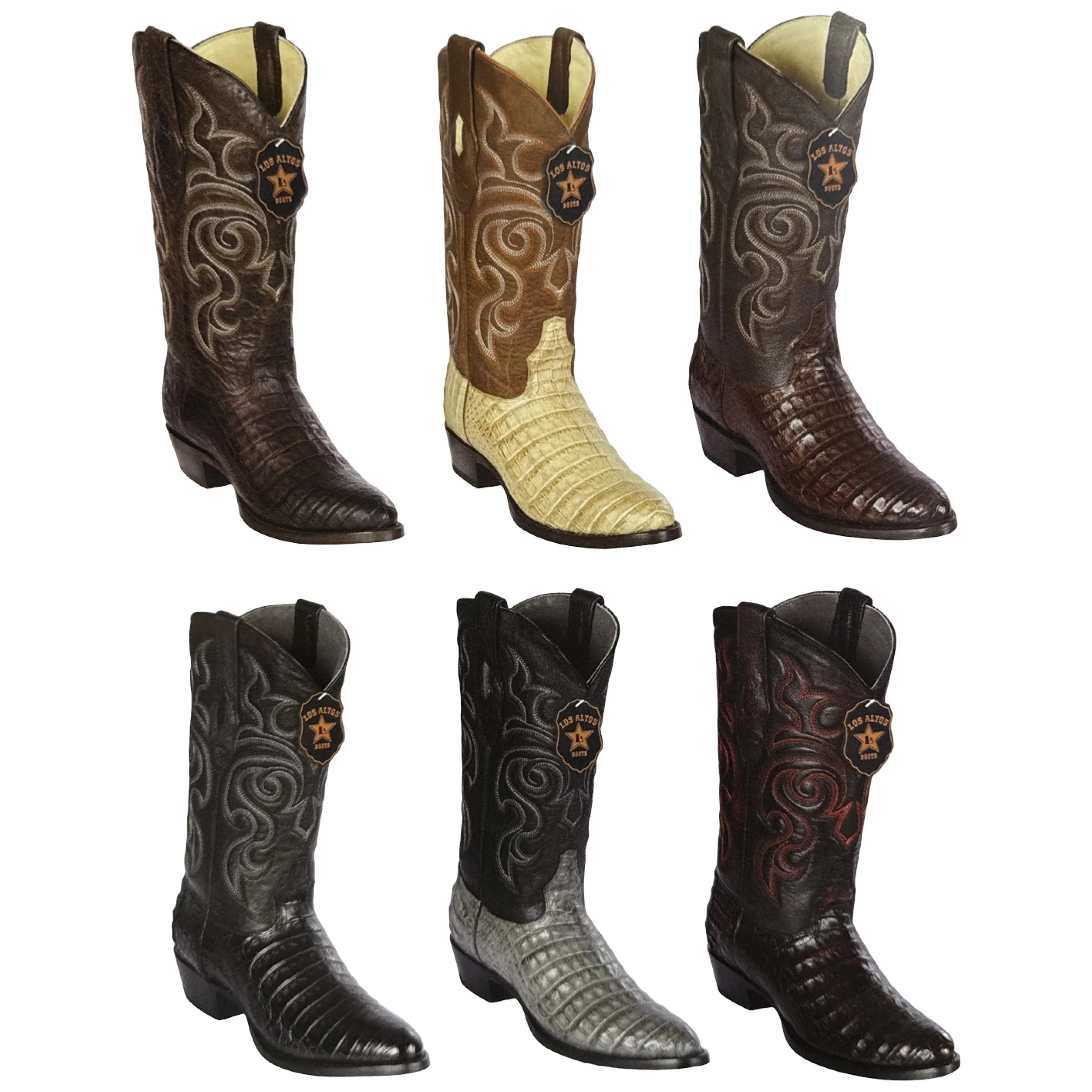 Los Altos Caiman Crocodile Belly Round Toe Boots