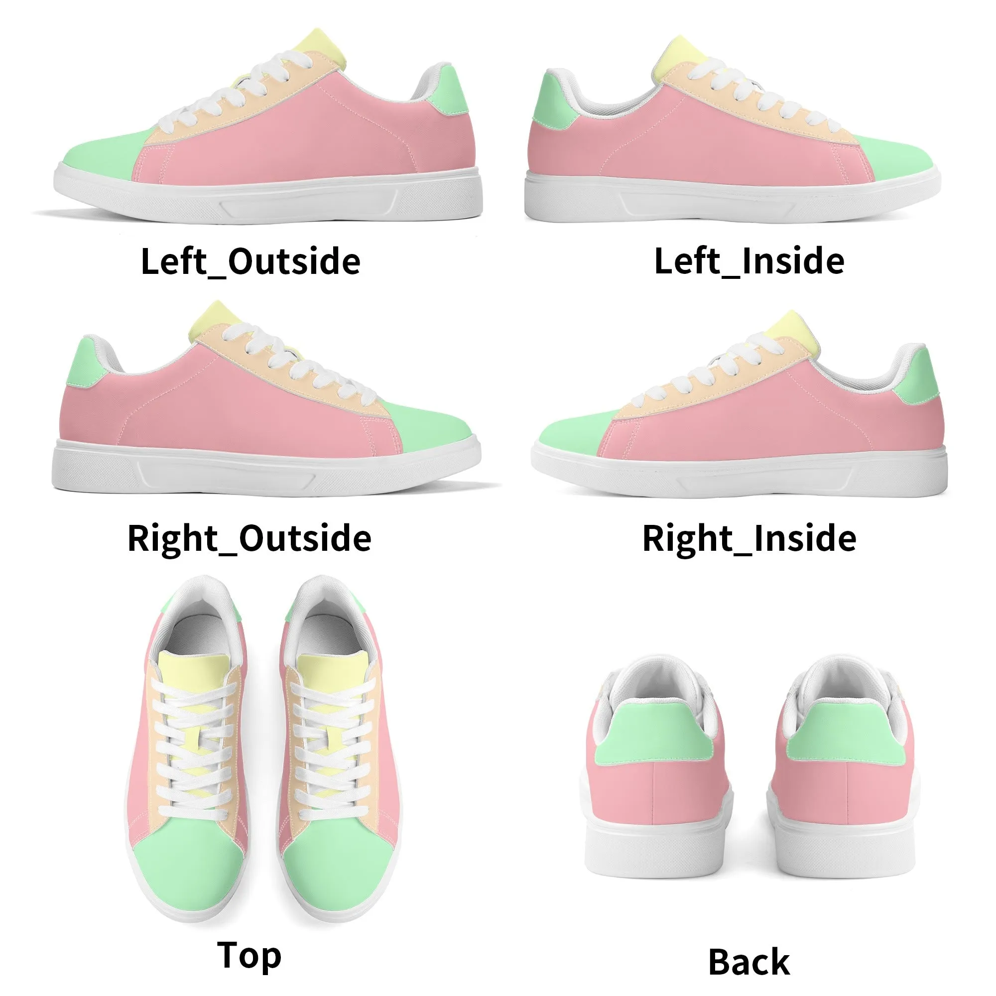 Marshmallow Candy Unisex Low Top Leather Kicks