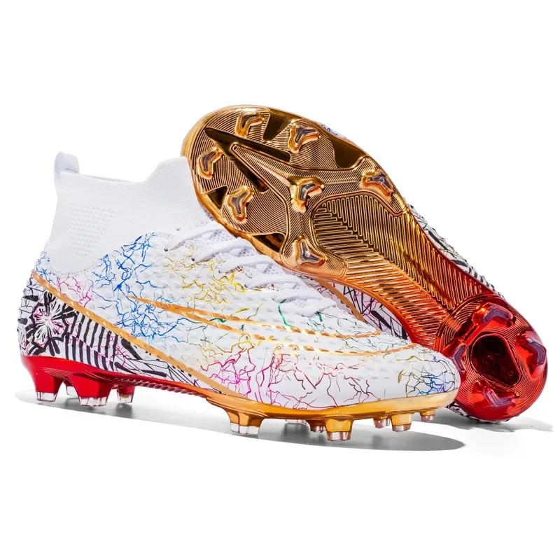 Men's High Top Soccer Shoes Gold Plated Soles