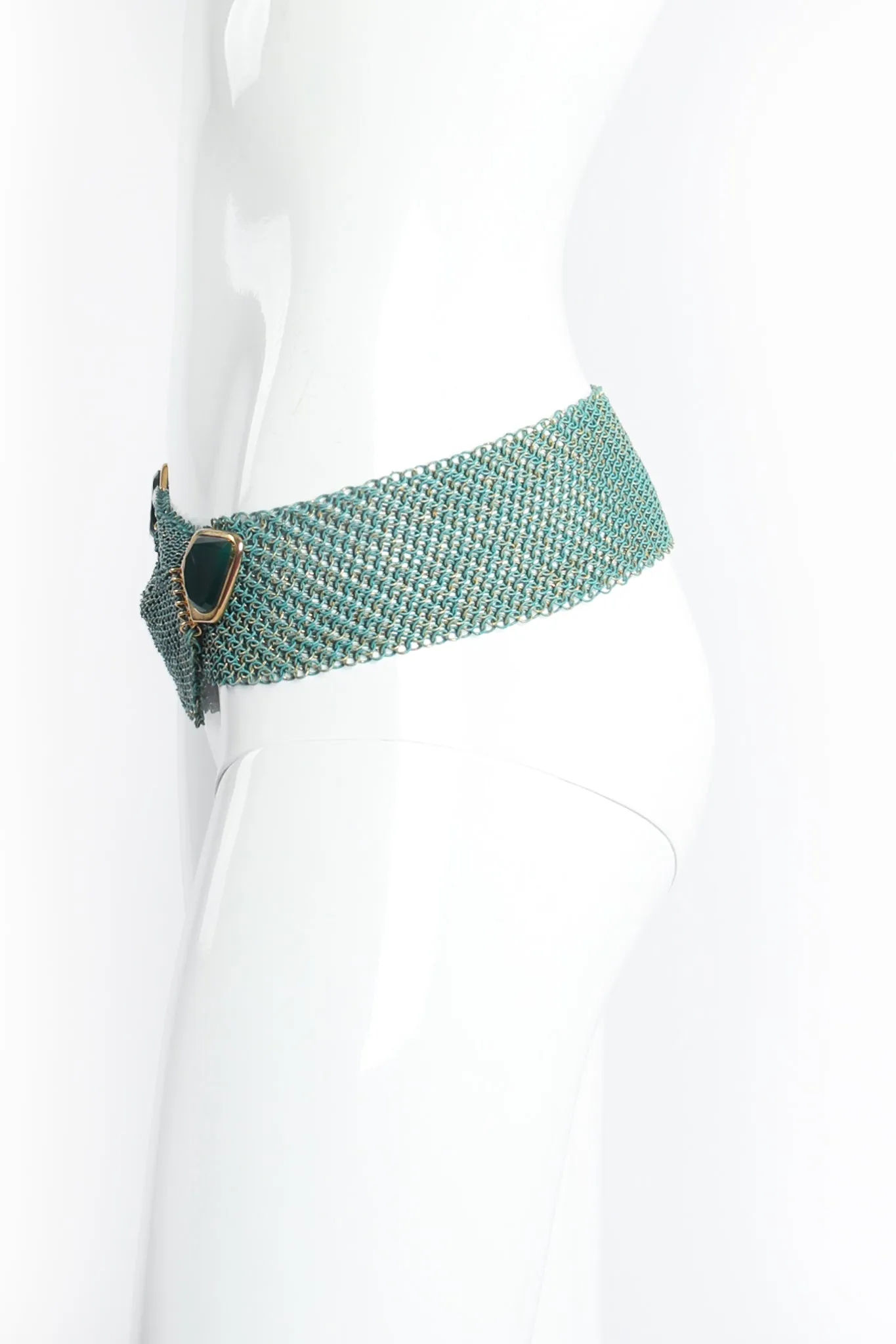 Metal Mesh Crossover Glass Buckle Belt