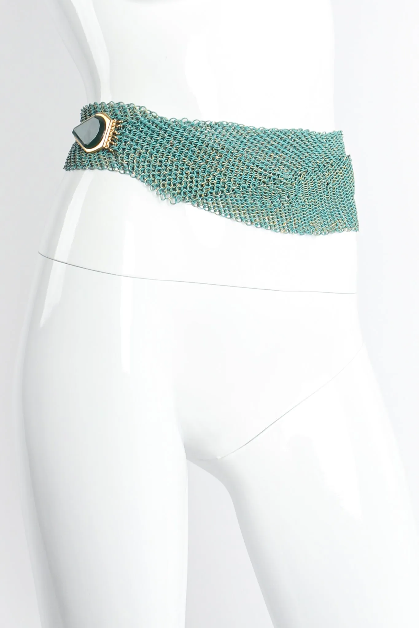Metal Mesh Crossover Glass Buckle Belt