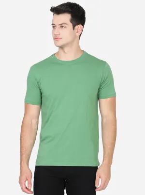 Mint Green Solid Slim Fit T-Shirt | JadeBlue